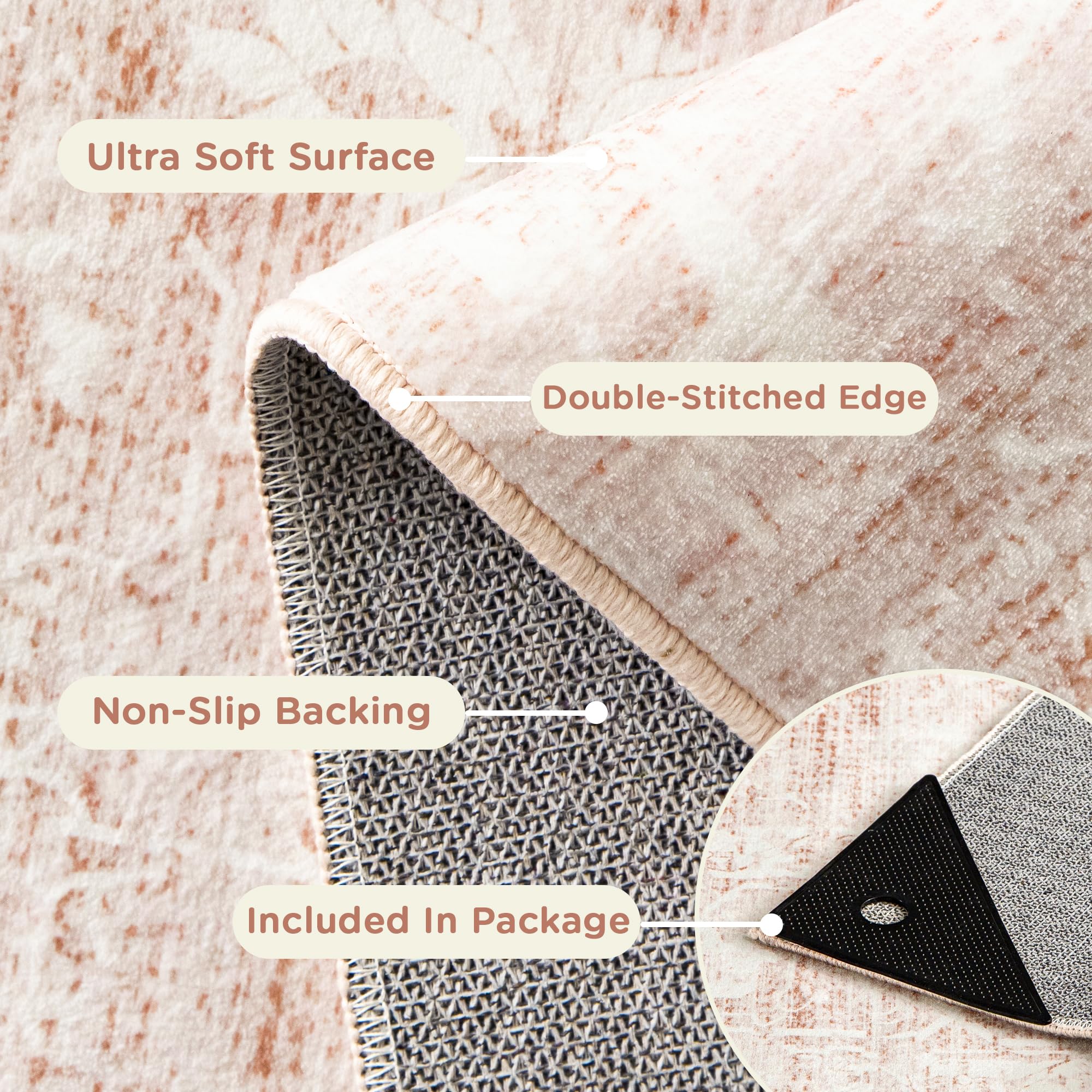 ARKIIKI 8x10 rug features durable edge stitching for high traffic