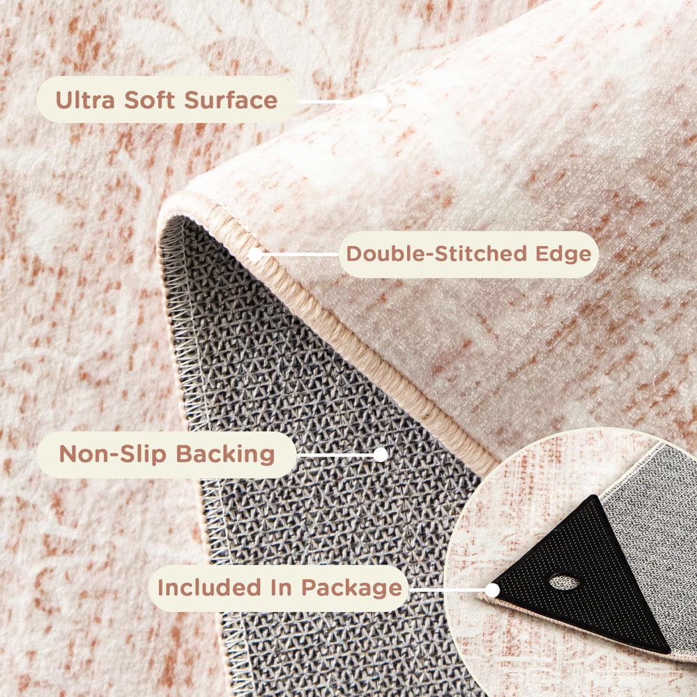 ARKIIKI 6x9 rug keeps dining area stylish and easy to clean.