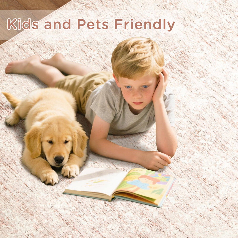 ARKIIKI 6x9 rug with non-slip backing stays in place on smooth floors.