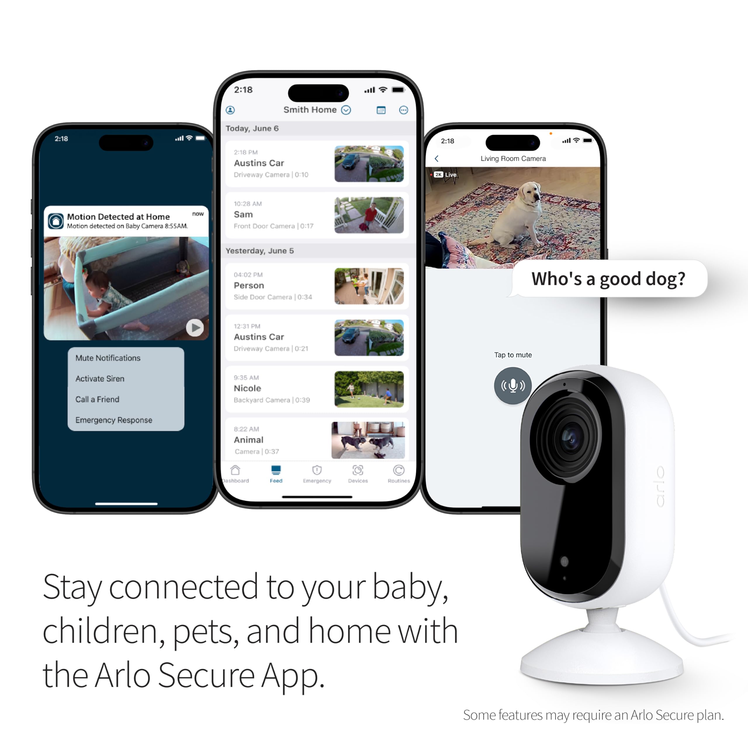 Arlo Essential Indoor Camera 130-degree field of view for wide room coverage