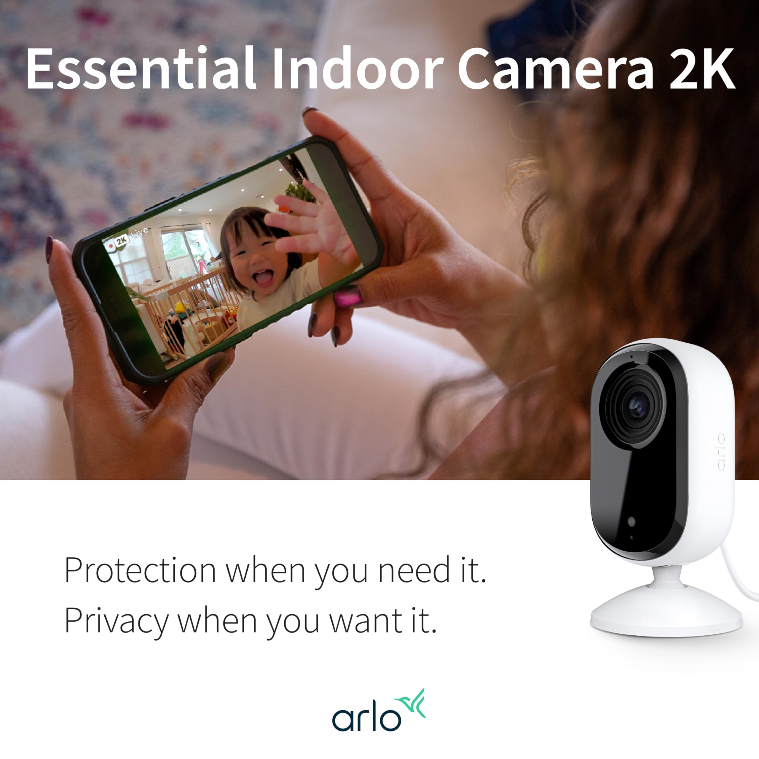 Arlo Essential Indoor Camera motion alerts push instant mobile updates