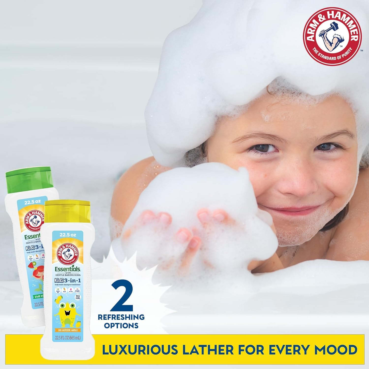 Product shot of Arm & Hammer 6 pack essentials for kids 3-in-1 wash