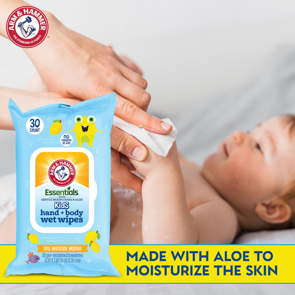 Wipes featuring aloe vera and chamomile from Arm & Hammer Under Watermelon Kiwi line