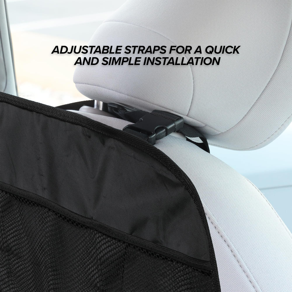 Armor All backseat kick mat organized space for toys, wipes, and snacks.