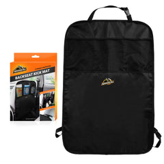 Armor All backseat kick mat with storage pockets keeps toys organized on long trips.