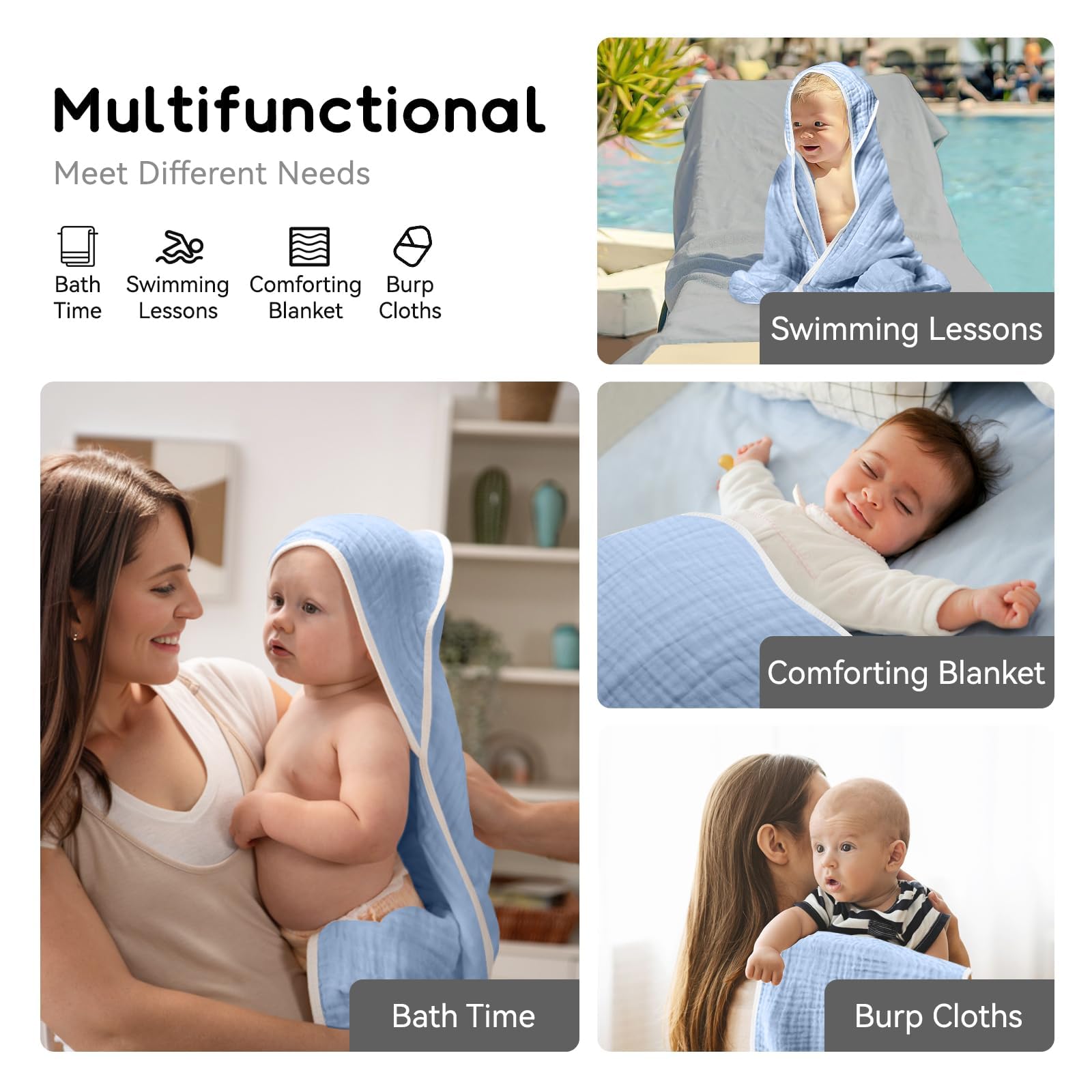 Arnzion 32x32 inch hooded towel ready to wrap infants.