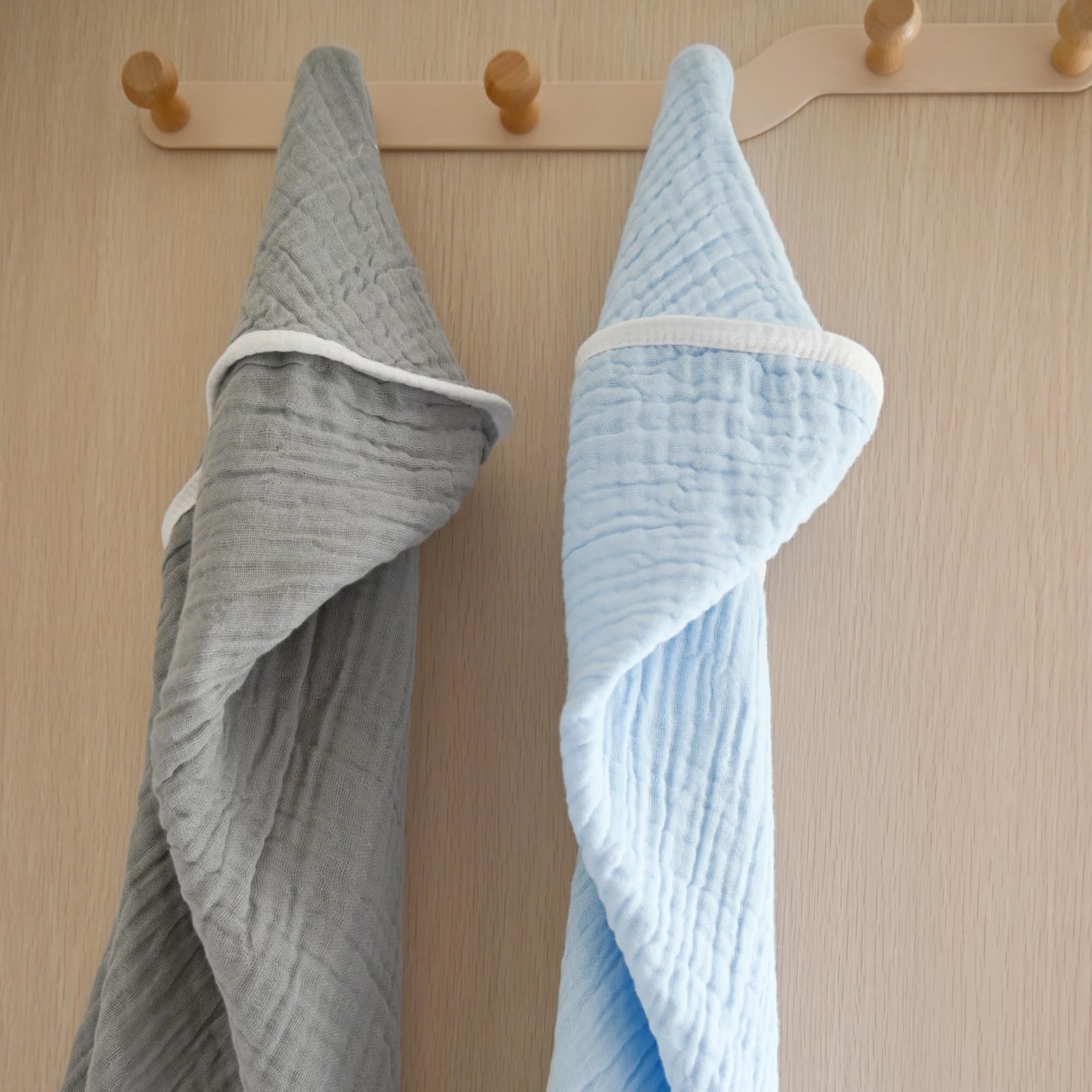Arnzion two-pack gray-blue towels folded to show size and color.