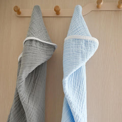 Arnzion two-pack gray-blue towels folded to show size and color.