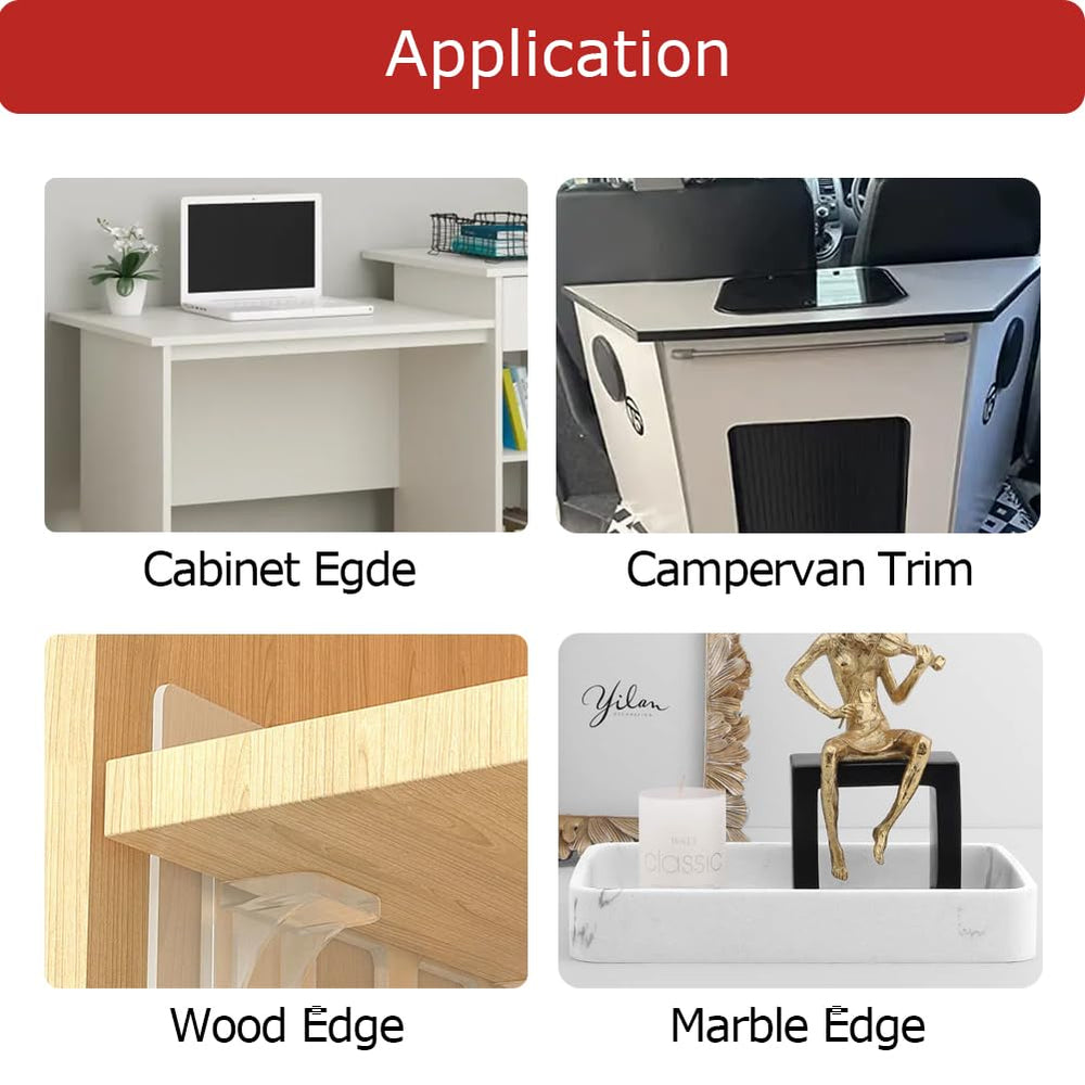 Aroilder edge band for wood and metal surfaces showing broad compatibility.