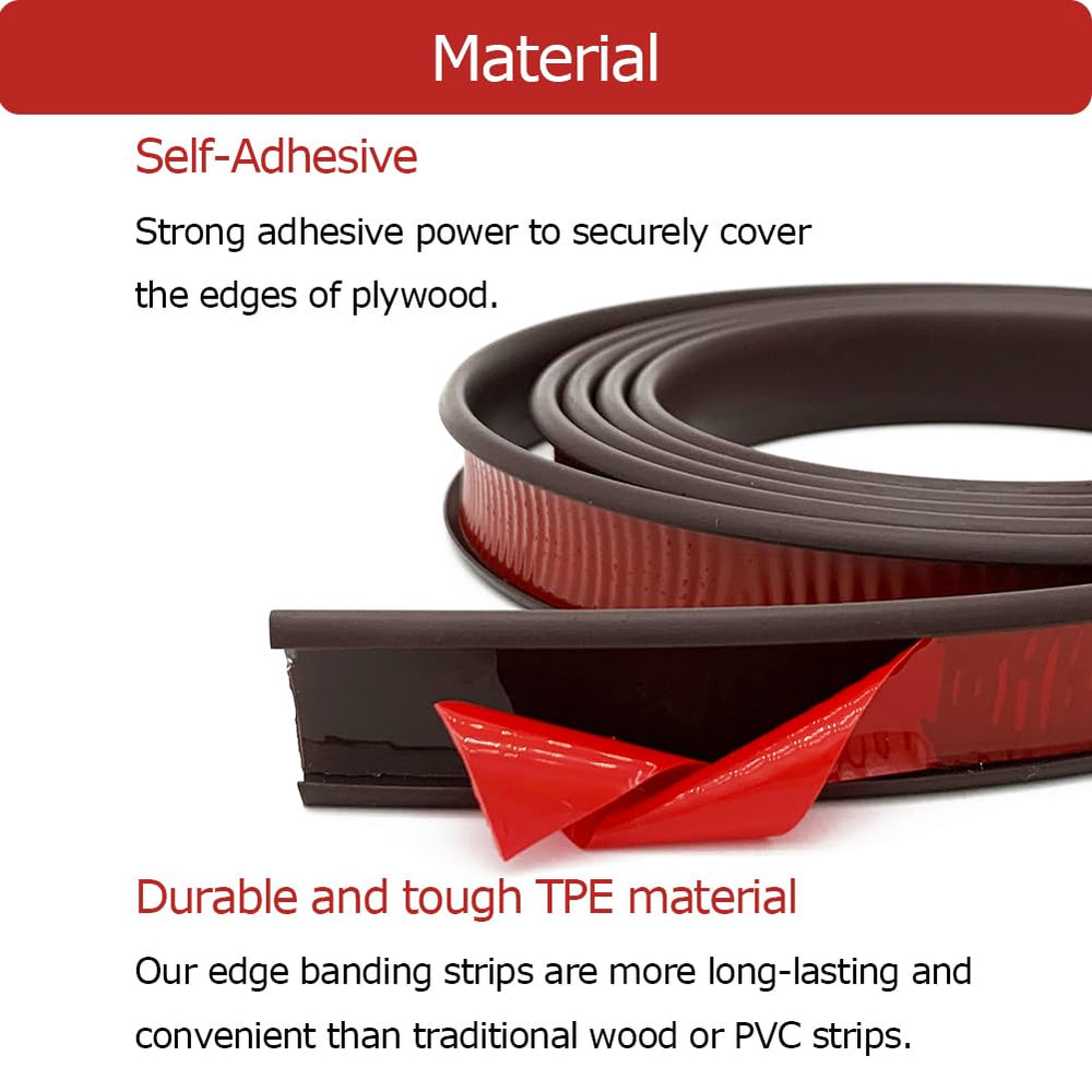 Aroilder plywood edge band in brown provides protective edging on wood surfaces.
