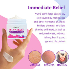 Aromlife balm cream being applied to intimate skin for quick comfort