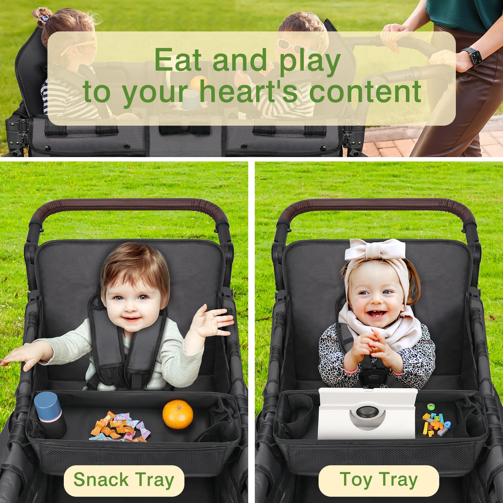 AROUY front mesh pocket adds storage for small toys and essentials.