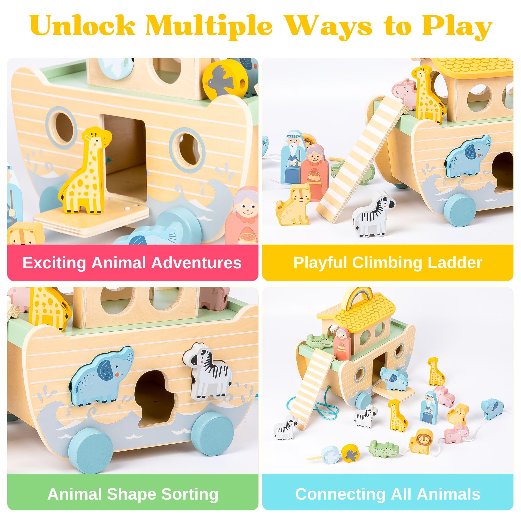 Arristone Noah's Ark toy crocodiles and hippos invite tactile play.