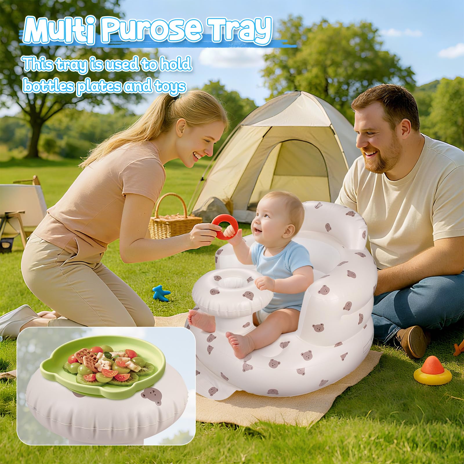 Arscniek seat with pillar-tray design prevents tipping during use.