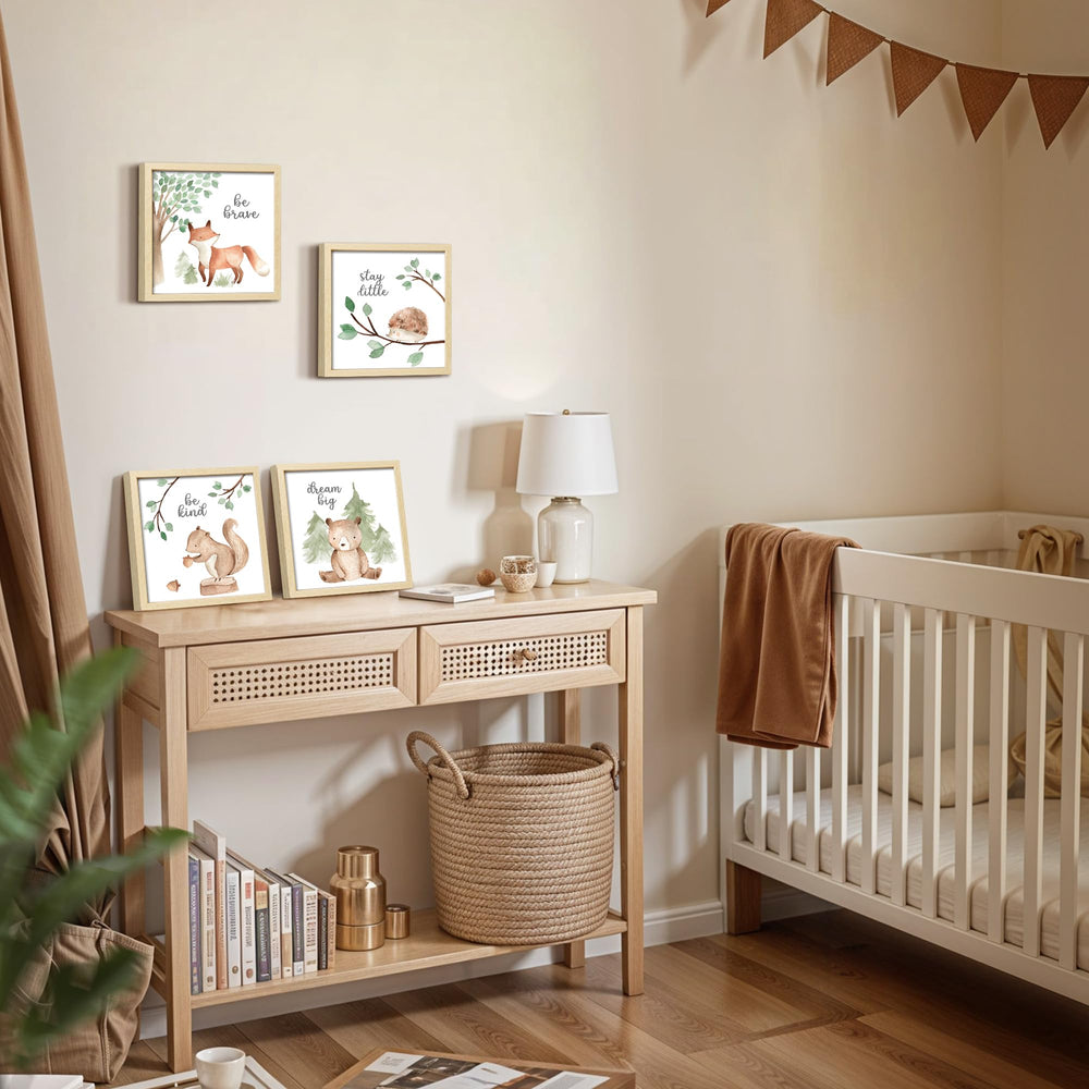 ArtbyHannah framed woodland hedgehog print for cozy nursery ambiance