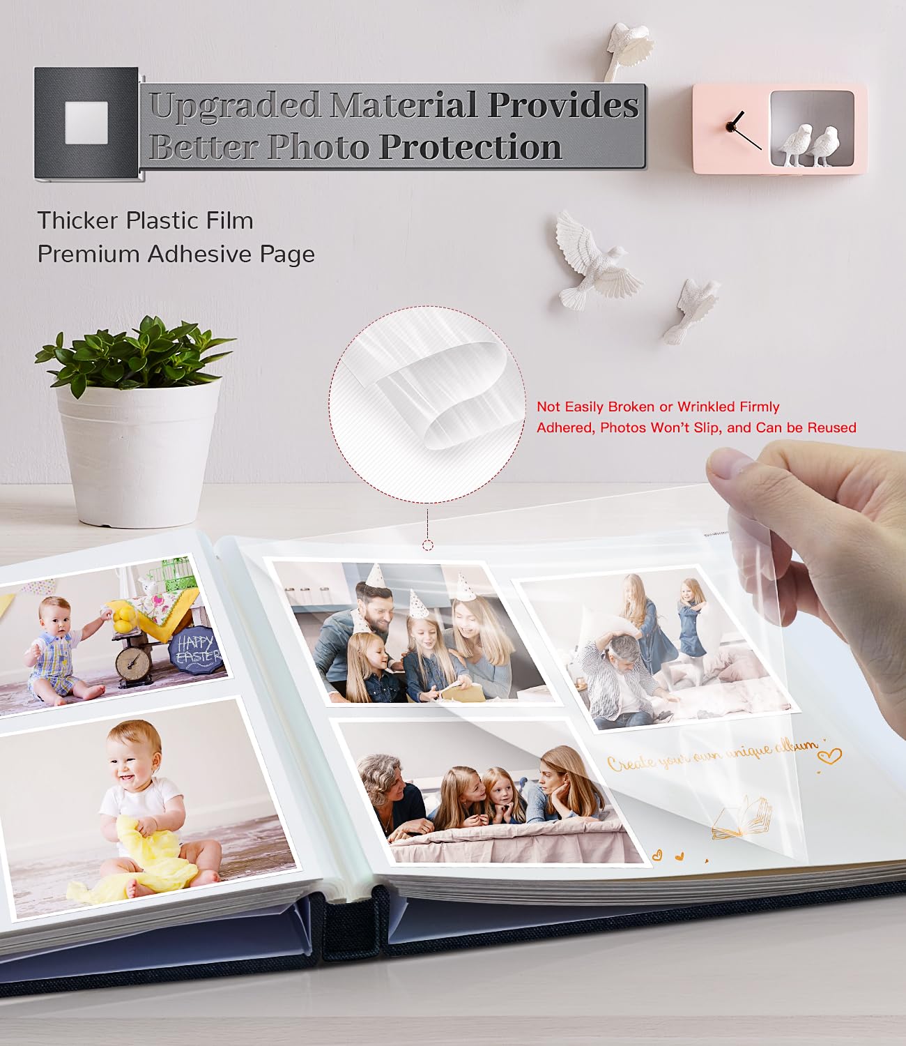 Artfeel album uses acid-free materials to help protect photos from aging.