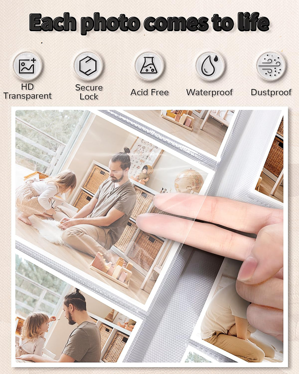 Artfeel acid-free white pages help preserve memories over time.