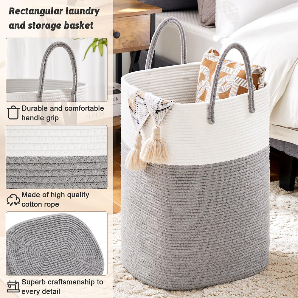 Artfeel 60L grey cotton rope hamper improving air circulation