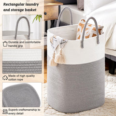Artfeel 60L grey cotton rope hamper improving air circulation