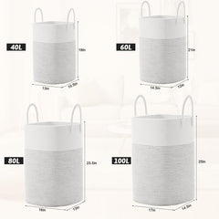 Artfeel white woven laundry basket keeps blankets neatly stored.