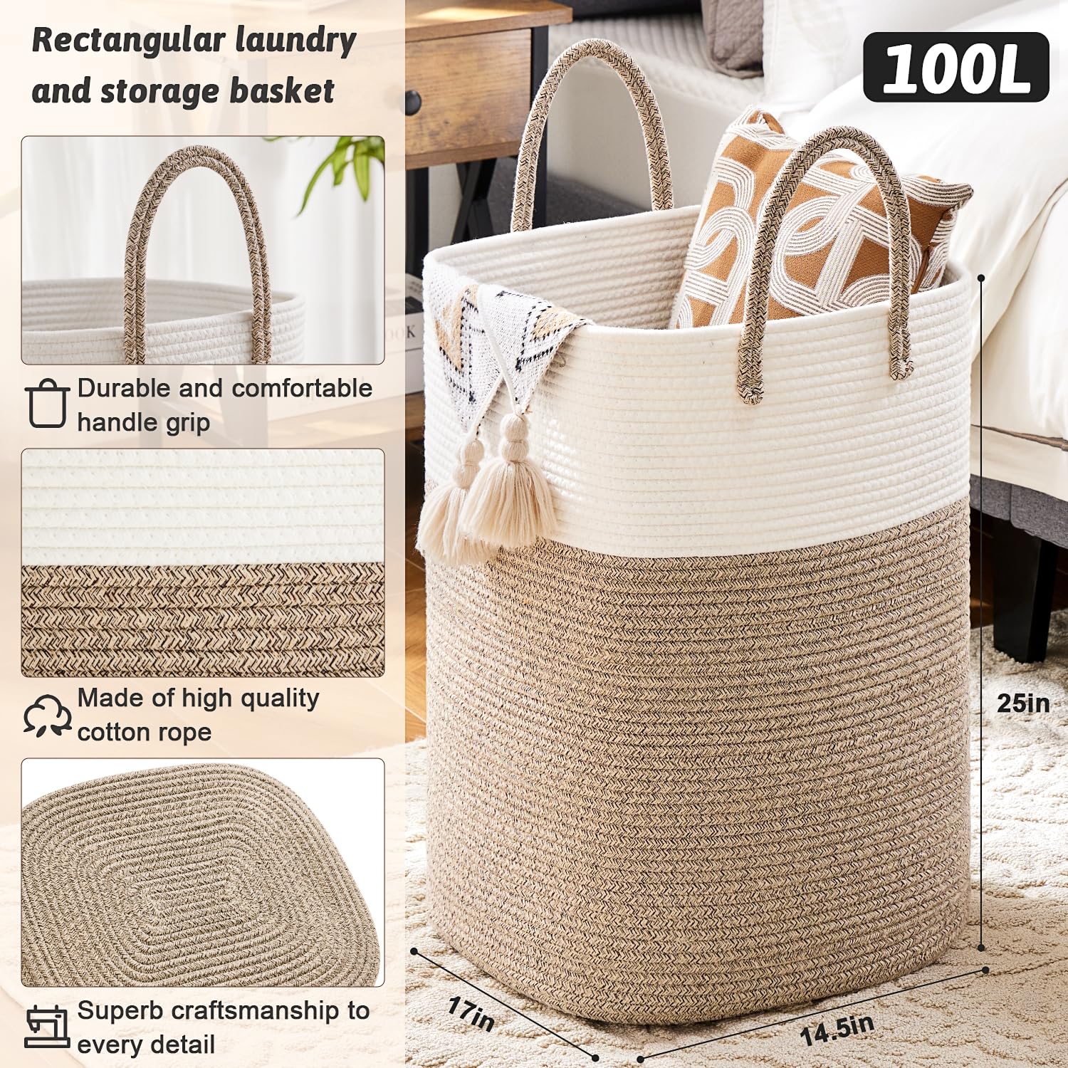 Artfeel basket shows durable, breathable weave for air circulation.