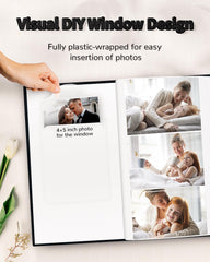 Artfeel linen-cover album with front window showcases a favorite photo.