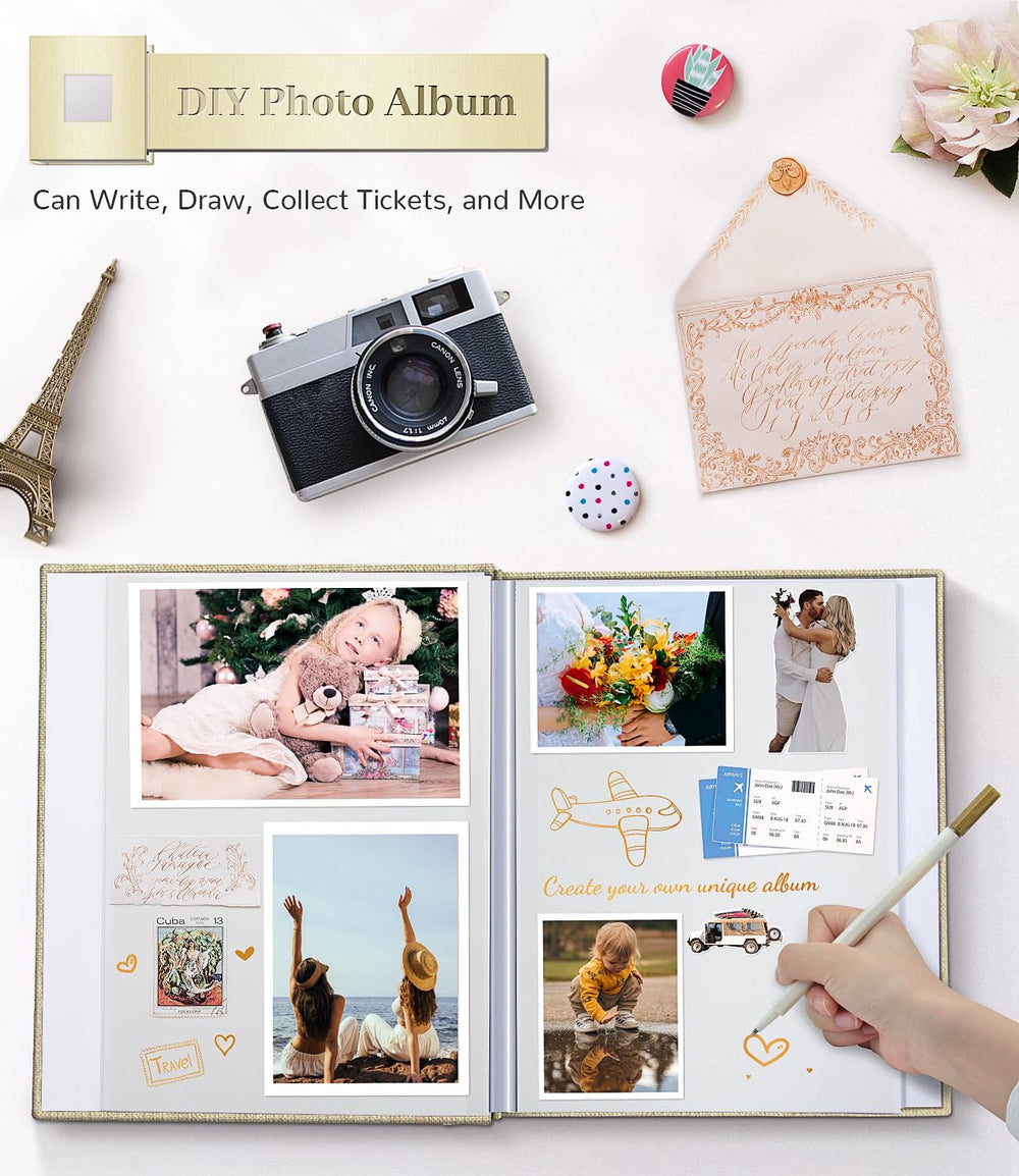 Artfeel photo album acid-free PVC-free film protecting photos from oxidation and fading.