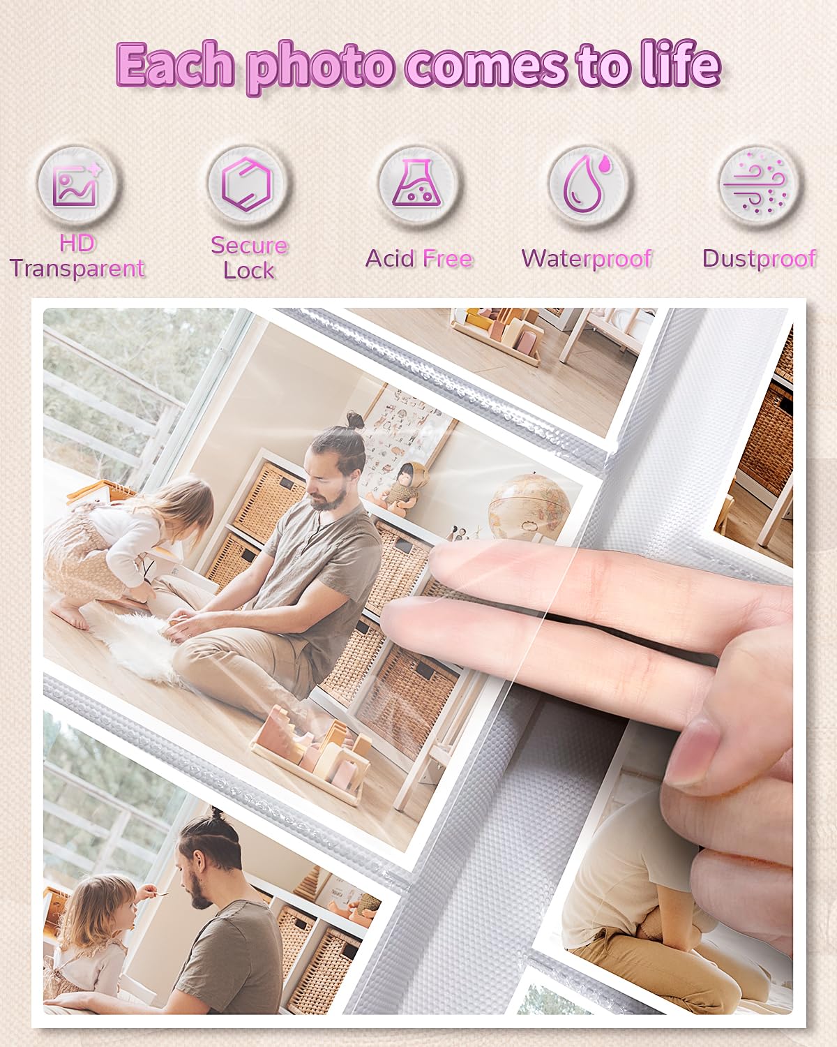 Artfeel album uses acid-free pages to protect photos over time.