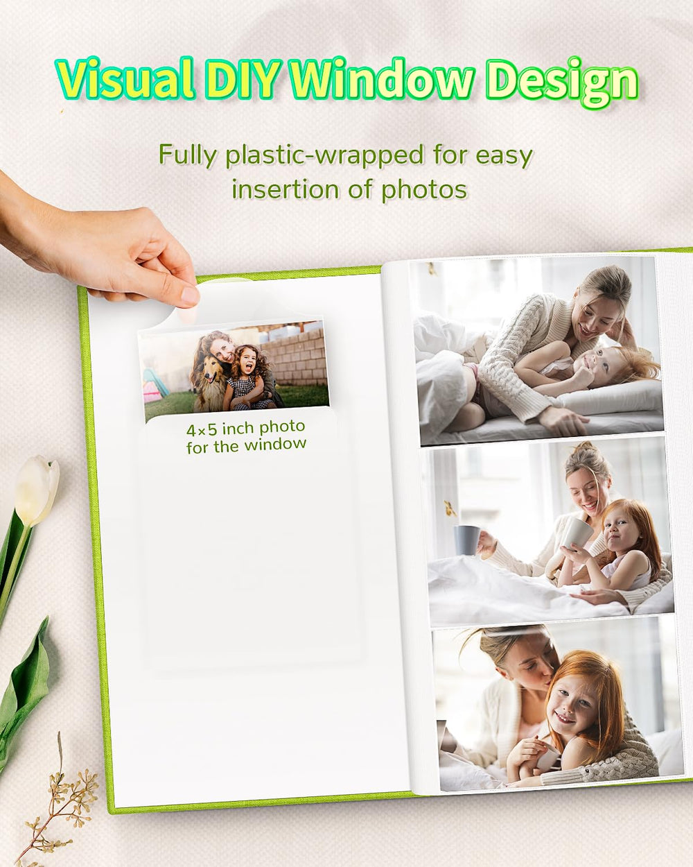 Artfeel album front window cover displays a cherished photo at a glance