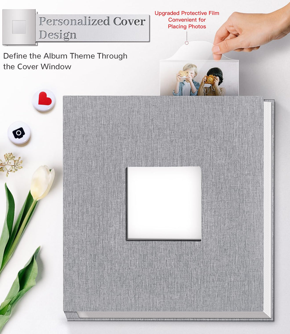 Artfeel album interior with adhesive pages for flexible photo placement and reorganization.