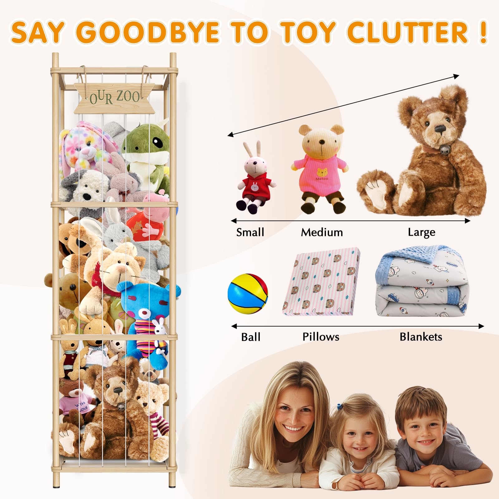 Artgeeker capacity up to 300 stuffed-animals accommodates a big collection with easy access.