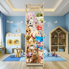 Artgeeker wood stuffed-animal-zoo shows durable pine construction for long-lasting storage.
