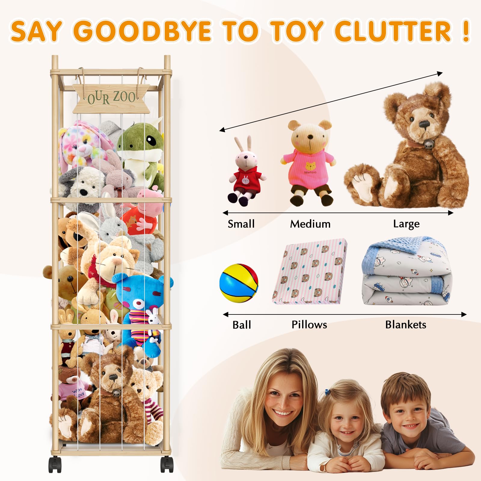 artgeeker Woodure stuffed animal organizer open cage design; easy access to plush toys