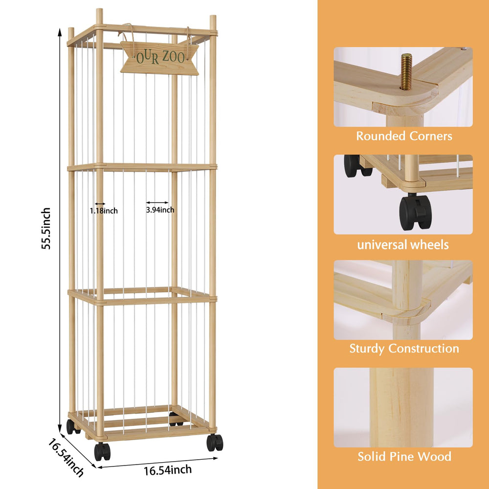 artgeeker Woodure stuffed animal organizer side view; fits neatly in a corner