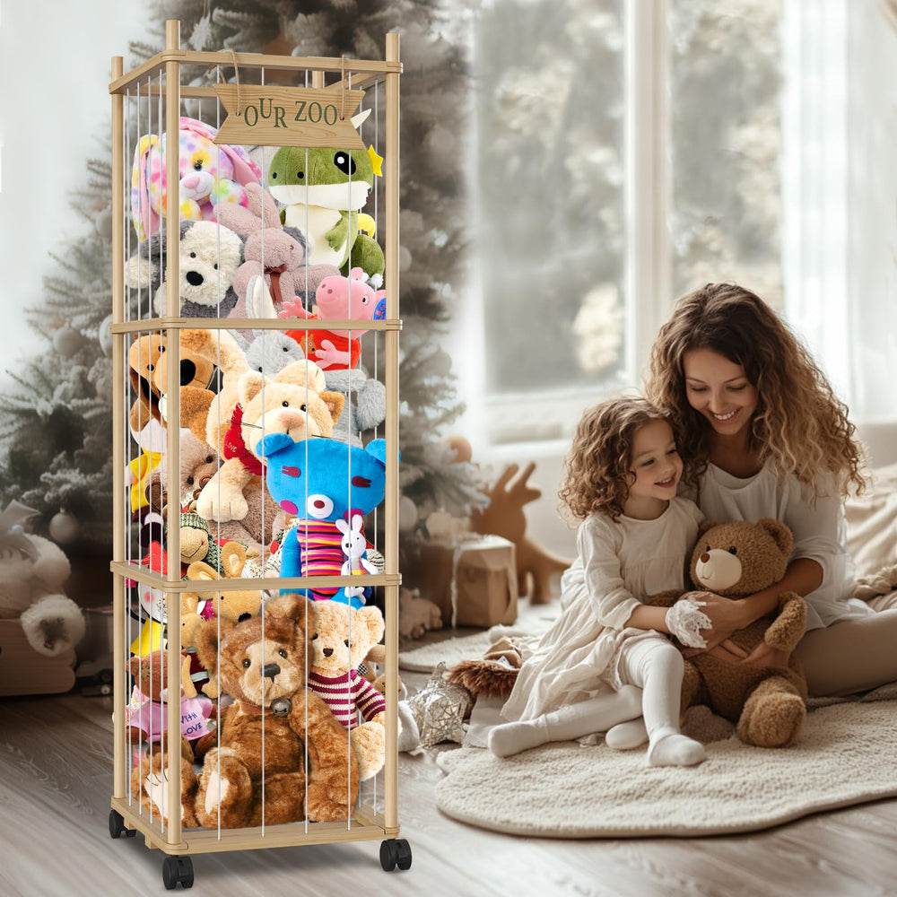 artgeeker Woodure top-down view; plush toys neatly stacked for display