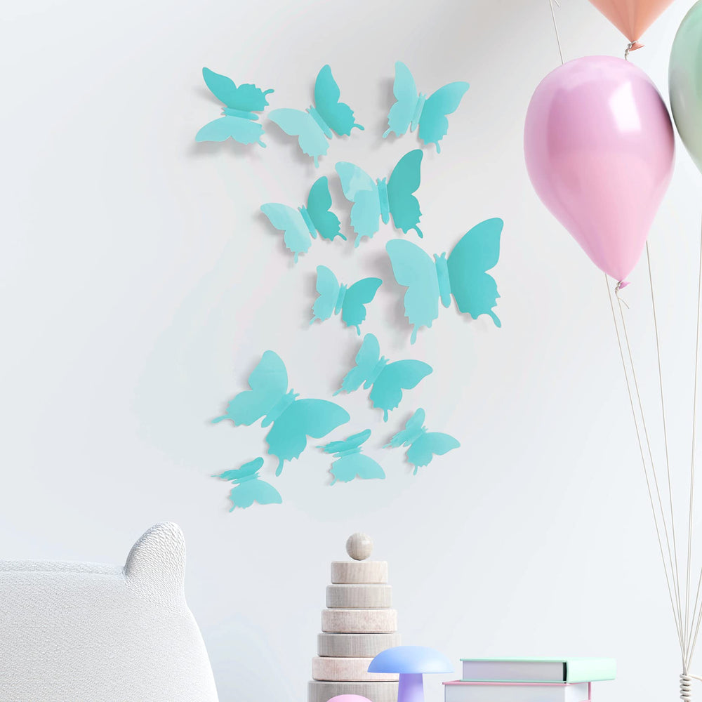 Artivo cute blue butterfly wall decals set offers reusable, easy-to-apply wall art.