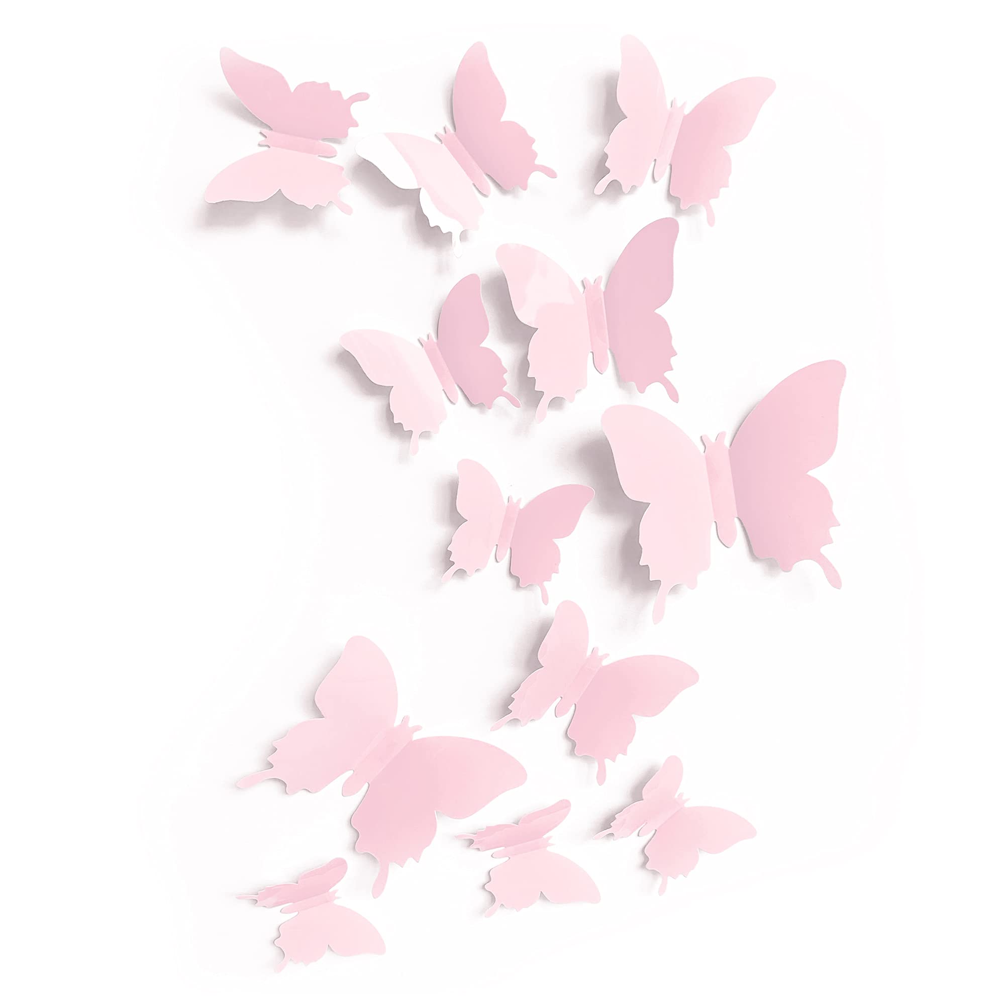 Artivo pastel pink butterfly wall decals, large butterflies adding whimsical focal points for nursery decor.