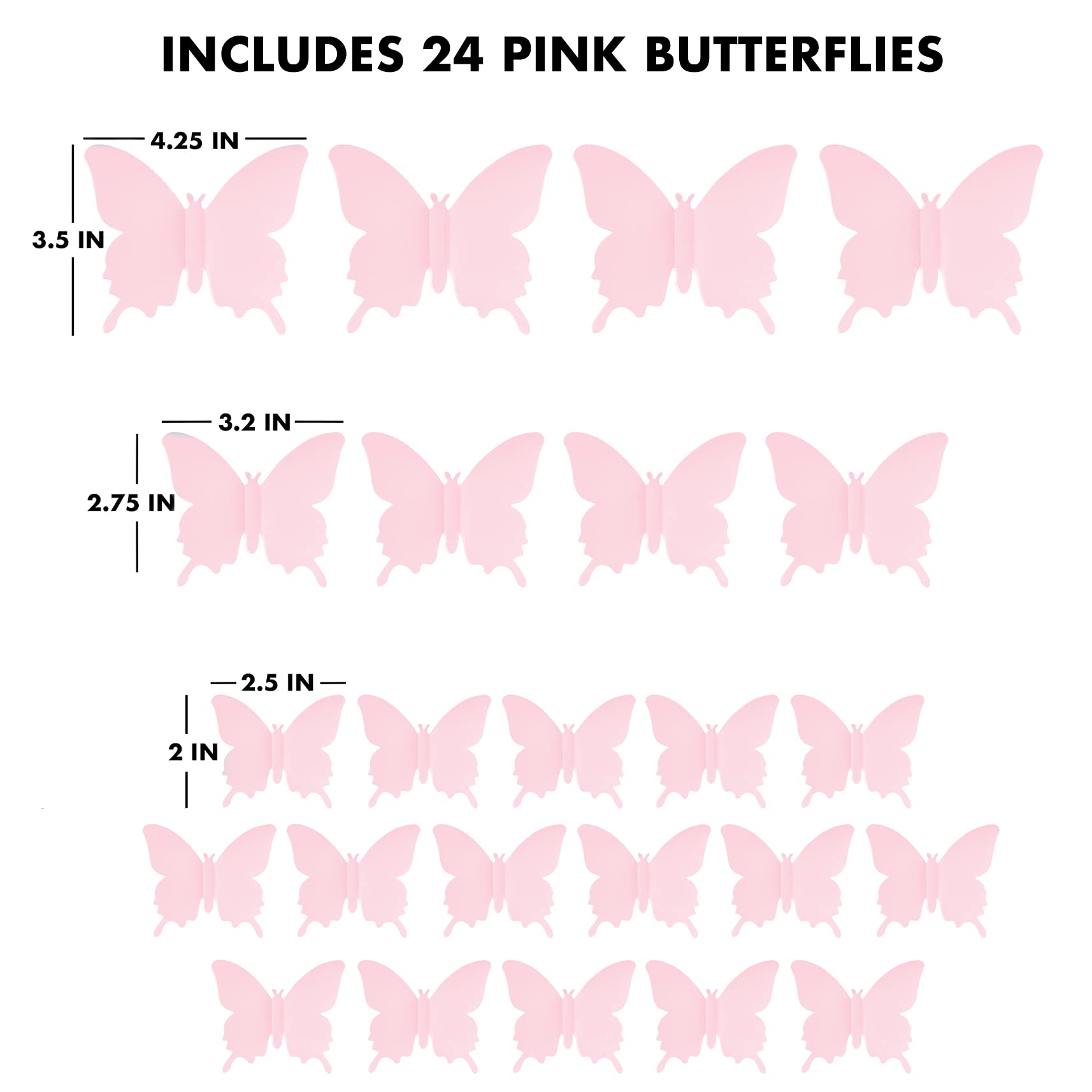 Artivo pink butterfly wall decals on smooth surfaces, easy to apply removable room décor.