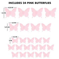Artivo pink butterfly wall decals on smooth surfaces, easy to apply removable room décor.