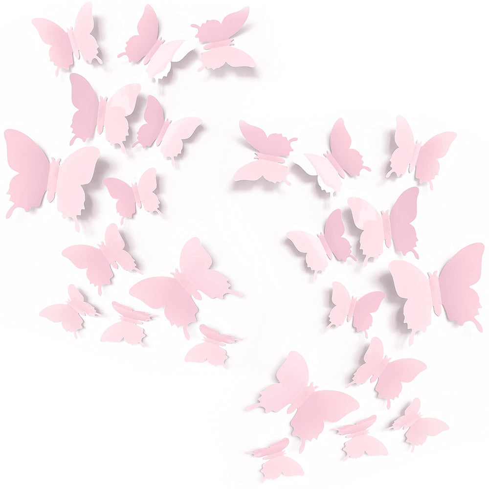 Artivo pink butterfly wall decals, small stickers for delicate accent décor in nurseries.