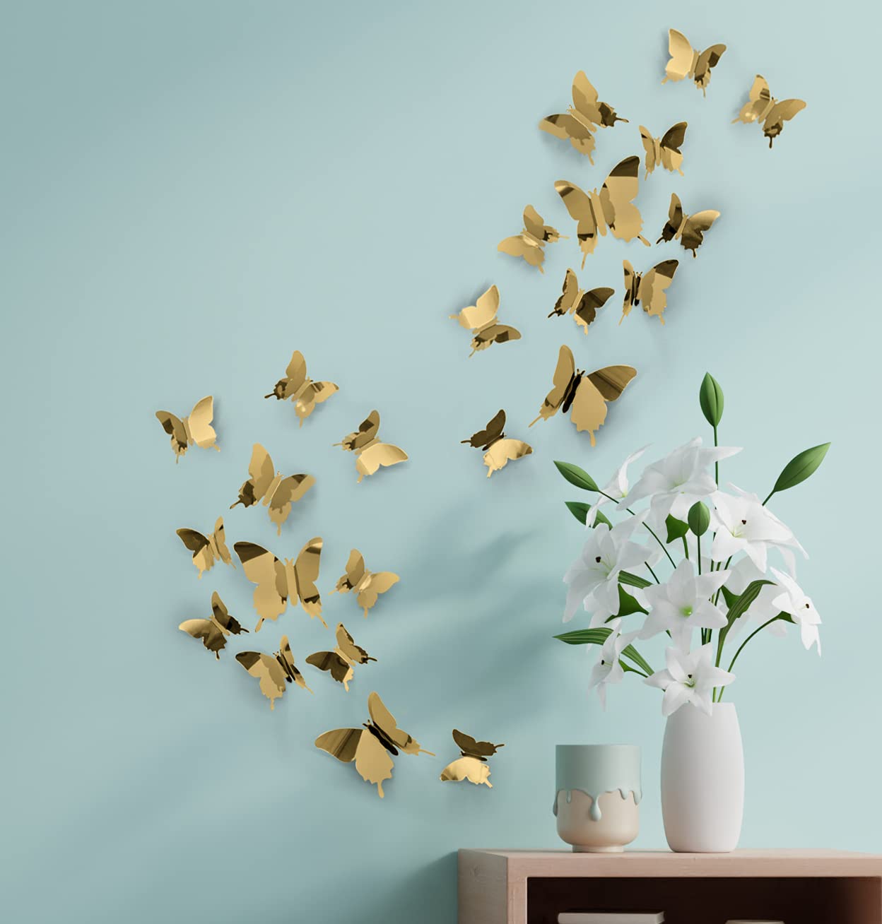 Artivo gold butterfly wall decor pack supports versatile room styling