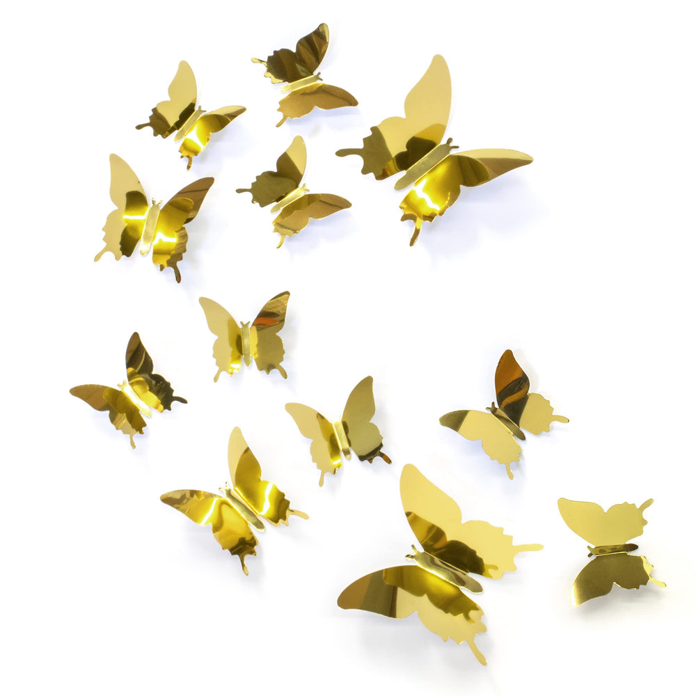Artivo Gold Butterfly Wall Decal Set adds shimmering elegance to bedroom decor
