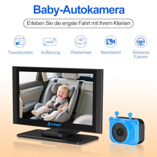 Artman dual camera split-screen showing two rear-seat views for twins or pets.