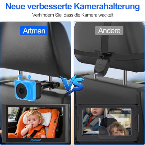 Artman tool-free installation for quick, damage-free car seat camera setup.