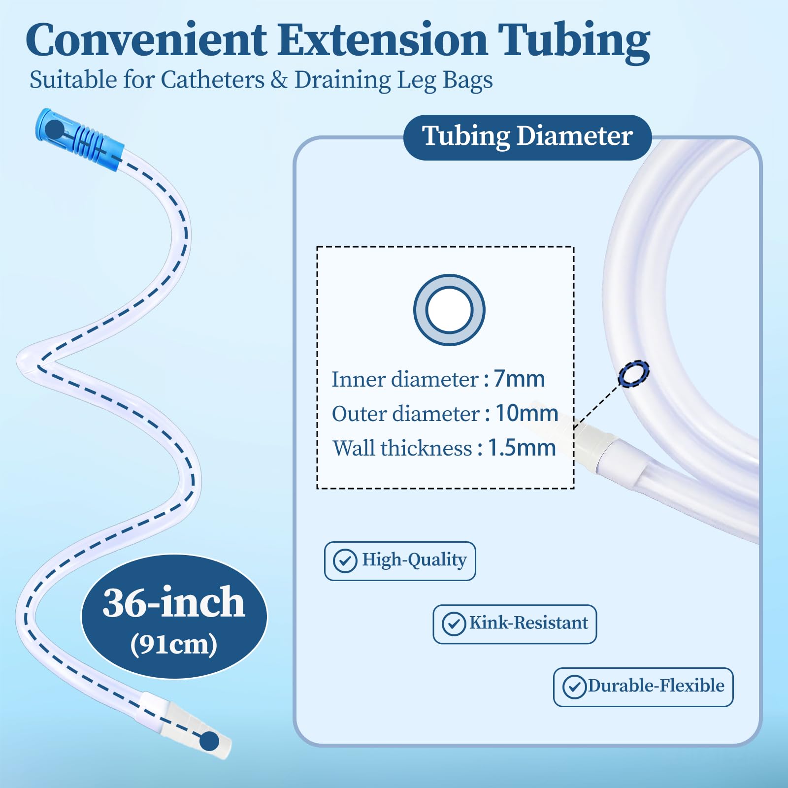 Artojoy soft kink-resistant drain tube laid flat to illustrate smooth drainage.