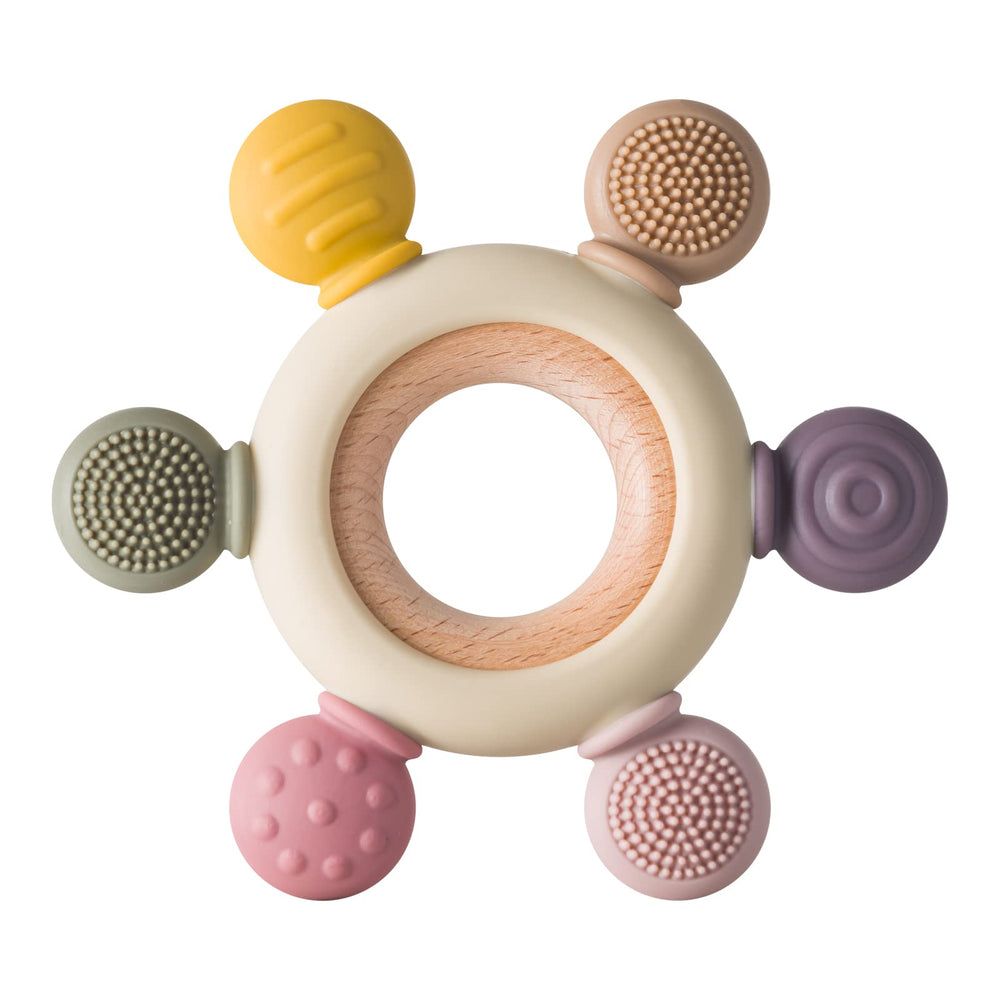 Arudyo silicone rudder teether in khaki soothing gums safely.