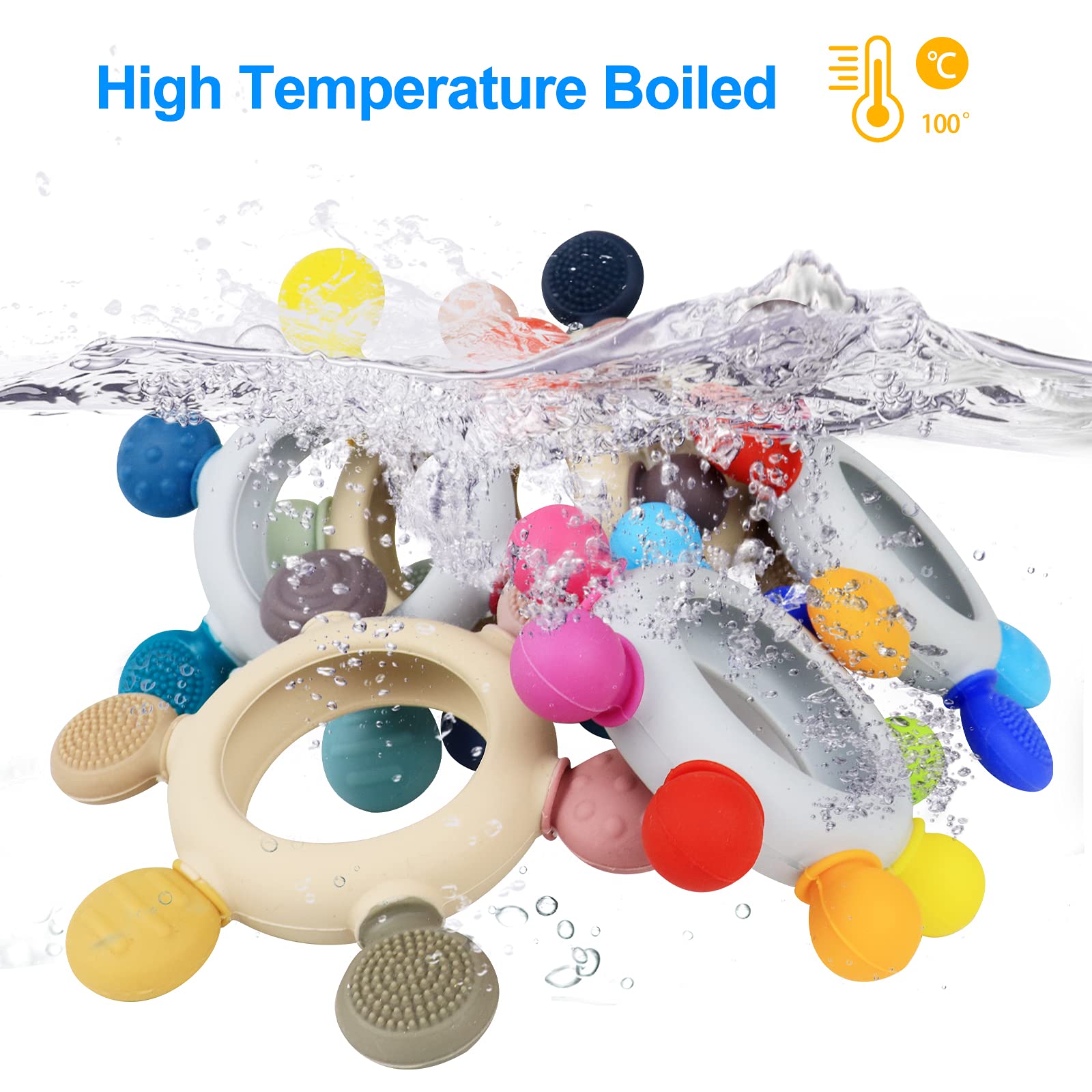 Arudyo hollow-design teether offers easy grip and comfort.
