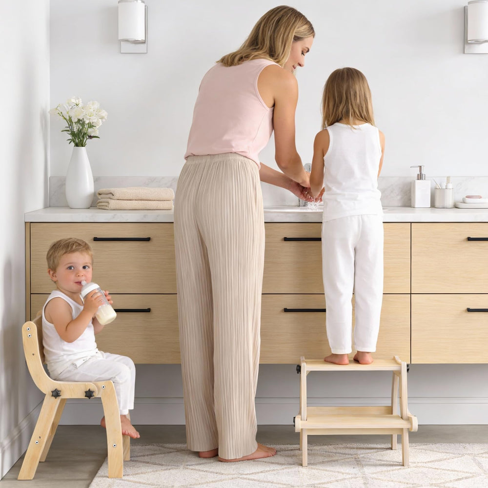 Arwion toddler step stool transform chair turns into a sturdy seat.