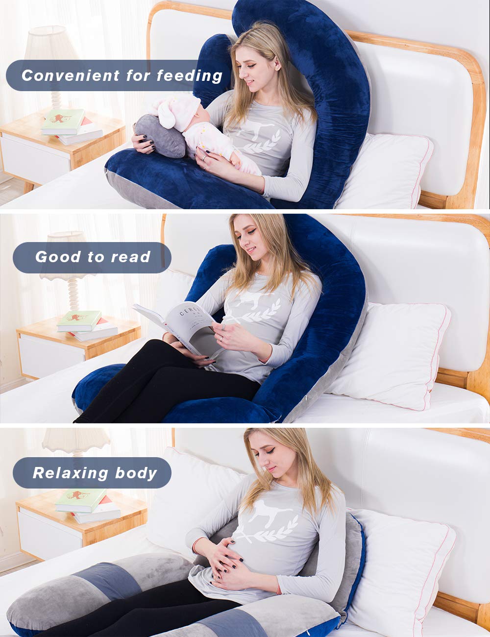 AS AWESLING 60in pillow supports maternity rest in multiple positions.