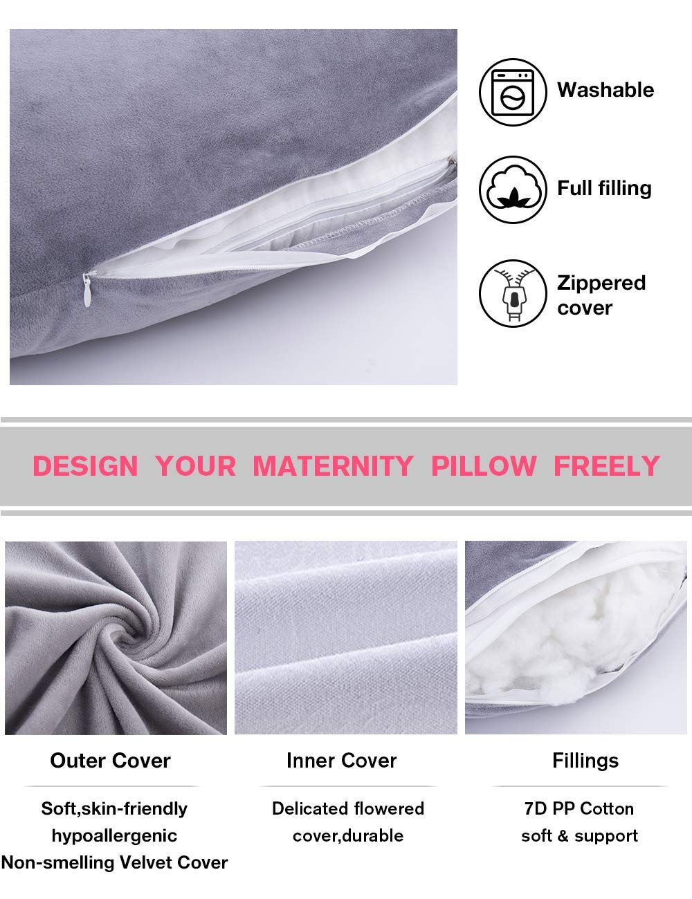 AS AWESLING pillow supports nursing positions and hands-free feeding times.